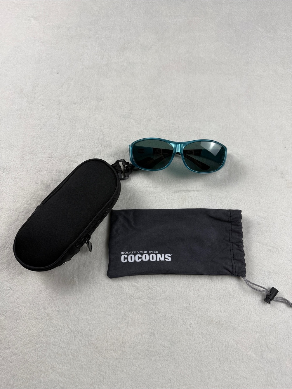 COCOONS SlimLine Sunglasses Teal with Black Case Size Medium